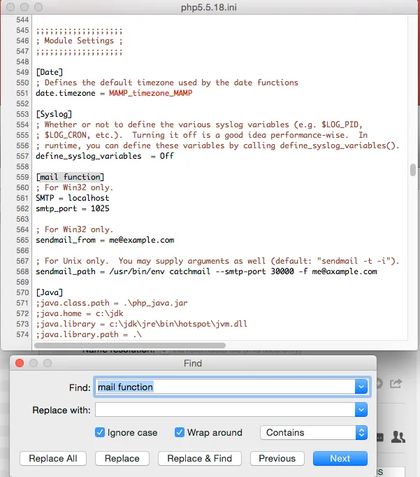150226 mailcatcher mamp phpini find