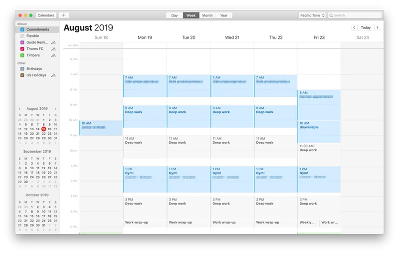 App calendar